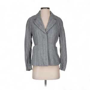 MM.LaFleur Gray Textured Tailored Blazer Hidden Buttons Size 4